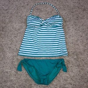 *SOLD* Turquoise and White Tankini 2 Piece